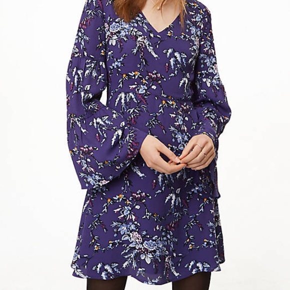 purple bell sleeve dress